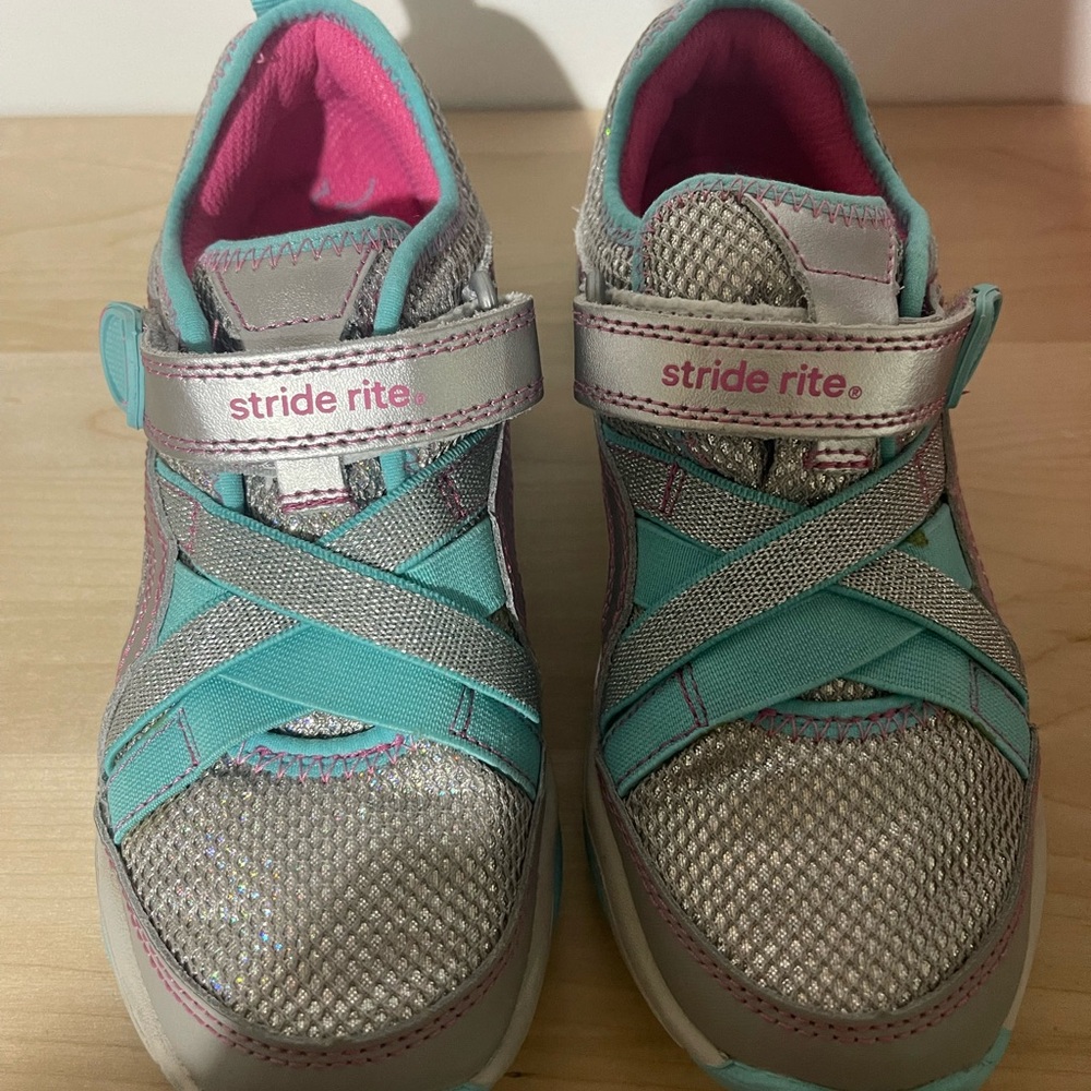 Stride Rite Silver and Teal Girls Sneakers